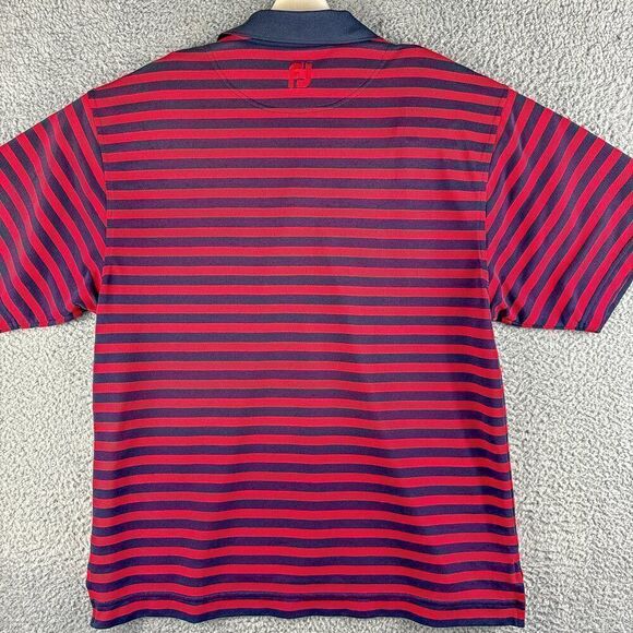 Footjoy Pinehurst Shirt Mens Large Blue Red Stripe Golf Polo Outdoor Athletic - Picture 5 of 11